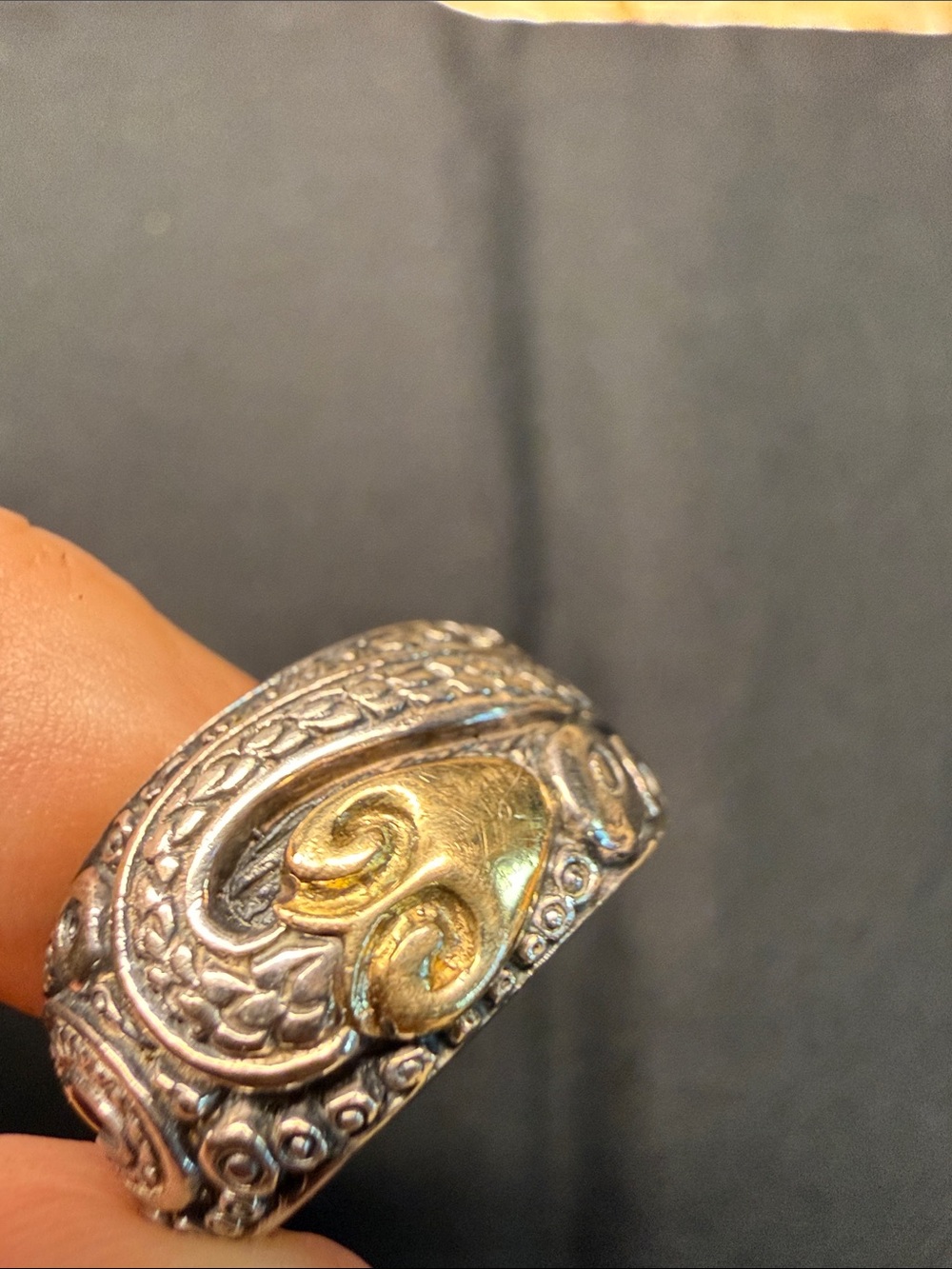 John Hardy Women's Two-Tone Filigree Swirl Statement Ring in Silver and Gold - Picture 4 of 4